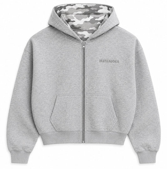Double Layer Cropped Zip hoodie
